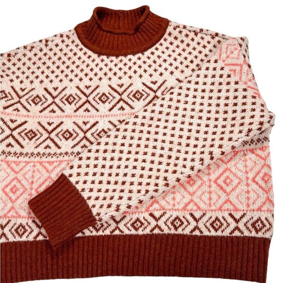 American Eagle Fairisle Mock Neck Cropped Sweater Size M - Picture 12 of 12